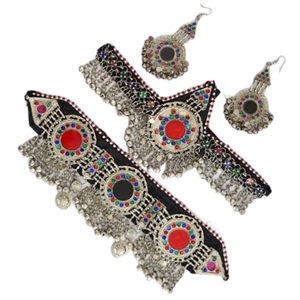 Professionnel fait fête de mariage porter cuivre Zircon collier tour de cou nouveau Design boucles d'oreilles Matha Patti Afghani Style bijoux à la mode - Product Image 1