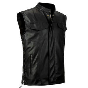 Gilet en cuir pour homme personnalisé, gilet sans manches en cuir de haute qualité et durable pour les voyages et le port quotidien - Product Image 1