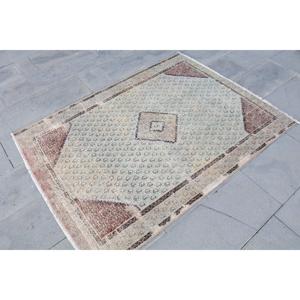 Alfombra Turca, Alfombra Decorativa de 3.8x5.3 pies, Alfombra Abstracta Roja - Product Image 3