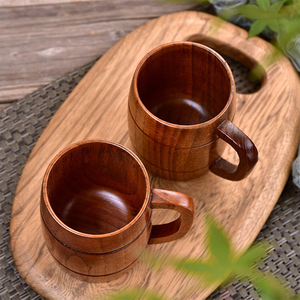 Tasse à bière en bois créative avec poignée, tasses à café et soucoupes avec poignée pour boire - Product Image 2