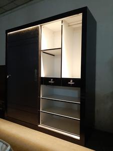 Lit double en chêne moderne du milieu du siècle Lit superposé en bois massif avec design en tissu pour chambre à coucher - Product Image 5