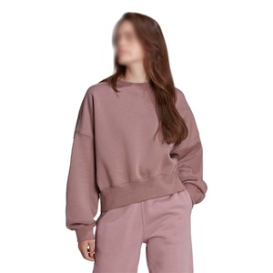 Sudaderas con capucha y sudaderas de mujer de manga larga con cuello redondo de gran tamaño Servicio OEM personalizable transpirable de talla grande - Product Image 1