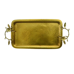 Plateau de service en acier inoxydable de qualité fine poignée florale motif solide collations Dessert serveur vaisselle plateau accessoires d'hôtel fournitures - Product Image 4