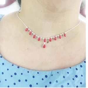 Collares de piedras preciosas de Coral rojo para mujer de Plata de Ley 925, collares de piedras preciosas de Coral rojo de lujo para mujer, collares de piedras preciosas de Coral rojo de plata 925 - Product Image 5