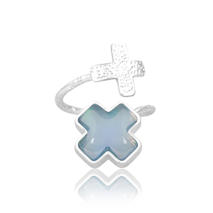 Meilleure vente en argent sterling Aurora Opal Sky Cabochon Gemstone Cross Ring Bijouterie Fabricant - Product Image 2