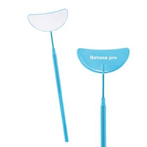 Professional Sky Blue Stainless Steel Handheld Moon Eyelash Mirrors Eco-Friendly Makeup Eyelash Extension Tools by Bahasa Pro - Product Image 1