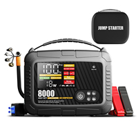 Démarreur portable puissant pour voiture, camion et moto, batterie externe 16000 mAh avec courant de crête 3400 A, compresseur d'air et gonfleur de pneus