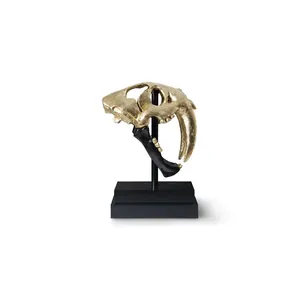Sculpture animale en aluminium plaqué or abstraite et artistique, figurine antique Feng Shui moderne polie, haut de gamme, Zahid - Product Image 2