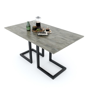 Juego de Comedor Racoli BA68050 Rectangular 140/160x80cm de Madera MDF con Patas de Hierro, Material de Piedra Sinterizada, Ensamblado - Product Image 3