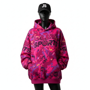 Sweat à capuche oversize pour femme en coton premium et polaire polyester 320 GSM, tissu brossé doux, impression intégrale, logo personnalisé, sweat à capuche basique - Product Image 6