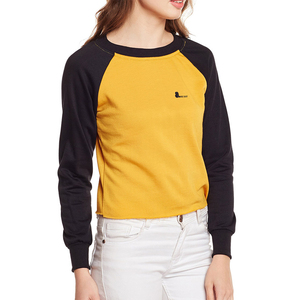 Venta al por mayor de las mujeres raglán bordado Terry cuello redondo sudadera 300g tela peso impresión Digital invierno Casual mangas completas - Product Image 2