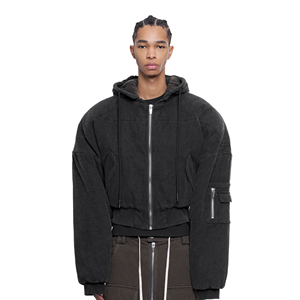 แจ็คเก็ตบอมเบอร์ผ้าแคนวาสหนาคุณภาพสูงสำหรับทุกเพศ  ปักโลโก้ตามสั่ง  ตกแต่งด้วยงานปักด้านหน้า  ขายส่งสำหรับฤดูหนาว - Product Image 2