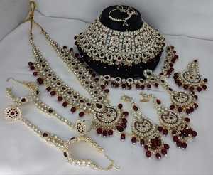 TRADITIONAL & FANCY ANTIQUE DESIGNER BRIDAL <b>JEWELLERY</b> GOLD PLATED and CZ ZIRCON BRIDAL WEDDING NECKLACE <b>SET</b> and FORWOMEN & <b>GIRL</b> - Product Image 2