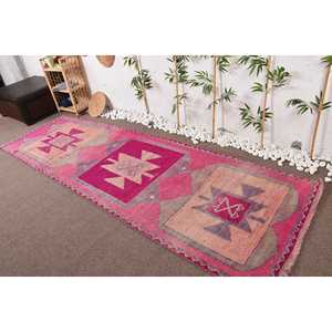 3.37x11 ft <b>Rug</b>, <b>Runner</b> Vintage <b>Rug</b>, Pink Herki Ikat <b>Rug</b> - Product Image 2