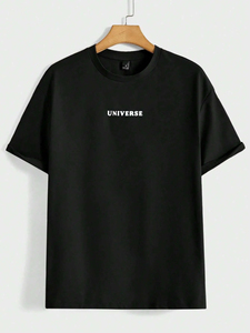 T-shirt pour homme en coton décontracté à manches courtes avec un motif amusant « Croyez en vous-même » de l'univers, respirant, ample et surdimensionné - Product Image 4