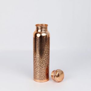 Pure Copper Diamond Pattern <b>Water</b> Bottle Health Benefits Ayurveda Drinkware Leakproof Metal <b>Container</b> For Yoga Fitness Gym - Product Image 5