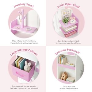 Set de tocador morado para niñas, mesa de maquillaje con espejo, silla y almacenamiento, tocador para niñas pequeñas a partir de 3 años - Product Image 3