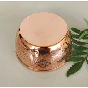 Cuenco Katori de Cobre Puro de 8 oz con Diseño en Relieve Hecho a Mano por Indian Art Villa, Vajilla Oriental para el Hogar y Restaurantes - Product Image 3