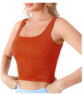 Débardeurs pour femmes côtelés sans couture entraînement chemises d'exercice Yoga hauts courts Sport soutien-gorge qualité supérieure débardeur vêtements de mode femmes - Product Image 3