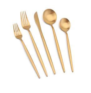 Juego de cubiertos de Metal chapado en oro con mango para boda, conjunto de 4 cubiertos de Metal de nuevo aspecto, cuchara y tenedor nuevos - Product Image 1