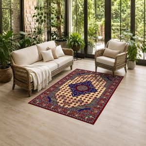 <b>RUGS</b> DEPOT LXDP-0408 Wholesale Red <b>Burgundy</b> Modern Vintage Digital Printed Machine Washable Chenille Area <b>Rug</b> Non Slip - Product Image 6
