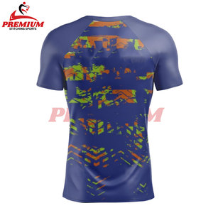 Vente en gros sublimé personnalisé BJJ Rashguard chemises pour hommes Compression Fitness Gym Shorts manches chemise respirant MMA Rash Guard - Product Image 2