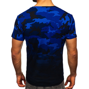 T-shirt camouflage élégant pour homme, bleu marine, 100% polyester avec impression par transfert par sublimation compressée en fibre de coton/bambou, chemise pour homme - Product Image 2