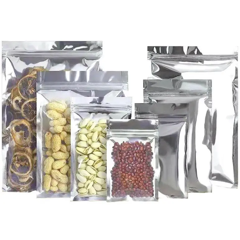 Pabrik Vietnam tas kemasan makanan plastik Metalized/bening kantong berdiri yang dapat ditutup kembali untuk makanan kering kacang