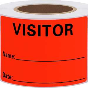 Autocollants pour laissez-passer de visiteur Étiquettes d'identification de nom de visiteur orange Autocollants de 2x3 pouces 300 étiquettes par rouleau - Product Image 2