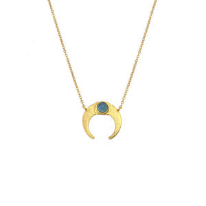 Pendentif de pierre précieuse de style demi-lune minimaliste de tous les jours collier de chaîne de femmes polies en or bijoux en gros - Product Image 4