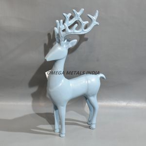Figurine de renne de Noël de luxe en bleu brillant avec bois artistique et finition élégante pour la décoration intérieure et l'affichage festif - Product Image 1