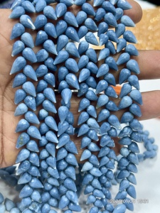 โอปอลสีน้ำเงินเข้มธรรมชาติ AAA ทรงหยดน้ำเจียระไนแบบบริโอเล็ต ร้อยเป็นสายยาว 8 นิ้ว ขนาดประมาณ 6x9 มม. - Product Image 2