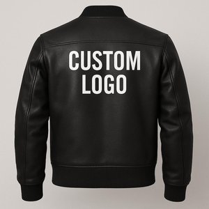 Blouson aviateur en cuir, logo personnalisé, noir, cuir de vache véritable, blouson de moto, meilleure qualité, veste d'hiver - Product Image 2