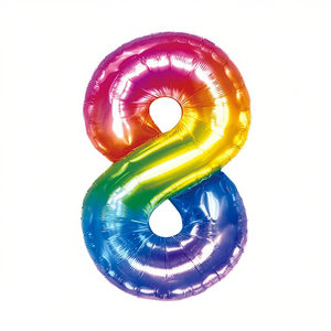 Ballon de fête en forme de chiffre 8 multicolore 80 cm en aluminium à gonfler à l'hélium pour décoration d'anniversaire - Product Image 2