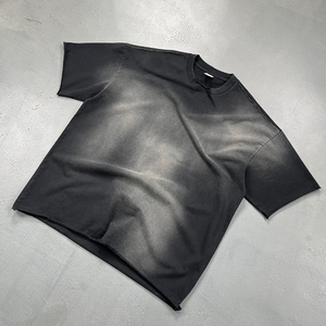 Venta al por mayor 100% algodón lavado con ácido logotipo personalizado liso de gran tamaño hombro caído cuello redondo desgastado ropa de calle hombres camiseta - Product Image 5