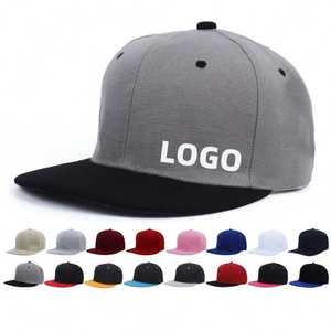 Streetwear 6 Panel <b>Flat</b> Brim Baseball <b>Cap</b> Custom Embroidery Adjustable Strapback Trucker Hat for <b>Men</b> - Product Image 1