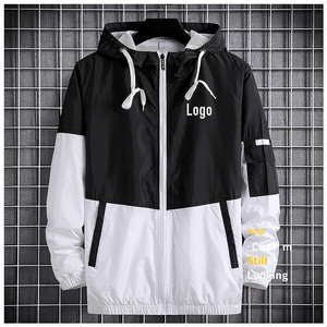 Chaqueta cortavientos con capucha y cremallera completa ligera personalizada para hombre, cortavientos impermeable para entrenamiento deportivo - Product Image 1