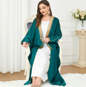 Dubai Custom Made Women's Abaya Stylish Islamic Clothing Golden Ribbon Work <b>KAFTAN</b> MAJU OE Traditional Muslim Casual Breathable - Product Image 4