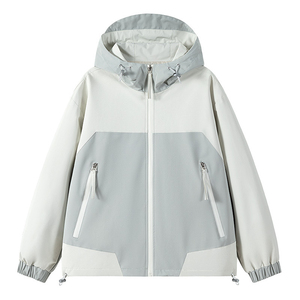 Chaqueta cortavientos con cremallera completa personalizada para hombre Chaqueta de chándal de dos tonos de lona ligera de talla grande con bolsillos y cremallera de dos tonos al por mayor - Product Image 5