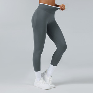 Leggings Deportivos de Cintura Alta para Mujer, Diseño Acordonado, Estilo Modesto, con Bolsillos, Efecto Ombré, Sin Costuras - Product Image 5