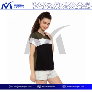 เสื้อยืดคอกลมของผู้หญิงทันสมัยสวมใส่สบายทุกวันสำหรับนอกสถานที่สบายๆพอดีตัวนุ่มระบายอากาศสีพื้นเป็นมิตรกับสิ่งแวดล้อม - Product Image 3