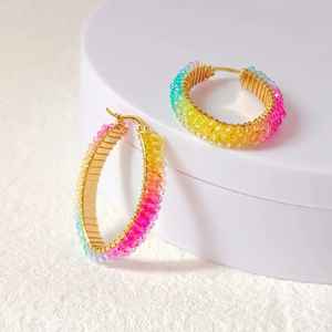 Handmade Lightweight Ethnic Glass Beads Round Shape Flower Design Dangle <b>Drop</b> Earrings Trendy Multi-Size Customizable Colors - Product Image 2