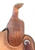Selle de cheval en bois à assise profonde, structure absorbant les chocs pour les longues séances d'équitation, cuir véritable, style western, personnalisable - Product Image 6