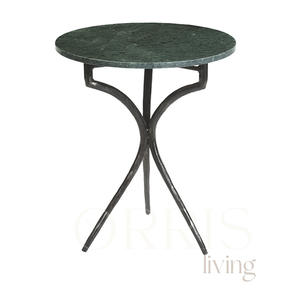 Chevet rond moderne avec plateau en marbre et base en métal durable, meubles de chambre à coucher artisanaux pour usage hôtelier - Product Image 5