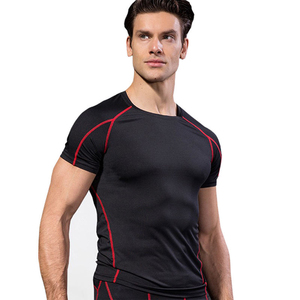 Personalizar Color negro media manga Rash Guard Poly-Spandex Camiseta de compresión para hombre Rendimiento de gimnasio de secado rápido - Product Image 6