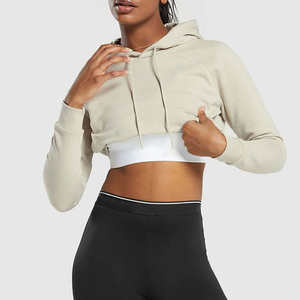 OEM Best-seller Vintage Sweat à capuche court pour femme en tissu éponge 100% coton avec logo personnalisé sur le devant Sweat à capuche décontracté d'hiver - Product Image 1