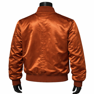 Chaqueta Satinada de Moda, Estilo Casual, Color Marrón, Lisa, Personalizable, Estilo Béisbol, del Mejor Fabricante - Product Image 2