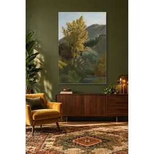 Impression sur toile de l'étude de l'arbre Fida Corot sur une pente de montagne - Product Image 4