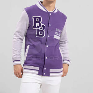 Chaqueta de invierno Varsity para hombre, abrigo con letras de estilo béisbol moderno, abrigo cálido de mezcla de algodón duradero para clima frío - Product Image 1