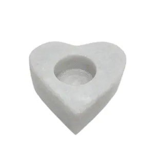 Marble Heart Shape T Light Holder White Colour Modern Style Candle Holder And Lanterns For Home Decoration Customized